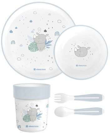 Kikka Boo Feeding Set Savanna made of Silicone Blue 5pcs for 6+ months