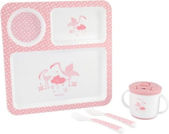 Kikka Boo Set de hrănire Flamingo din Melamină Roz 4buc