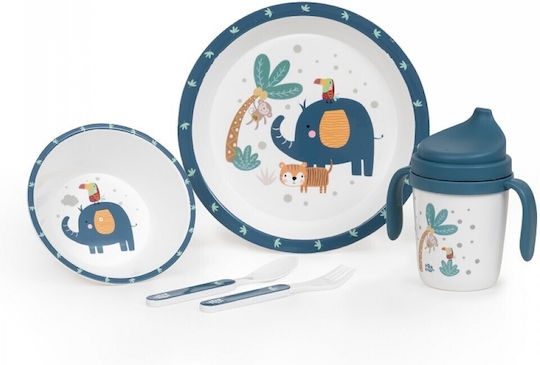 Interbaby Feeding Set made of Plastic Blue 5pcs