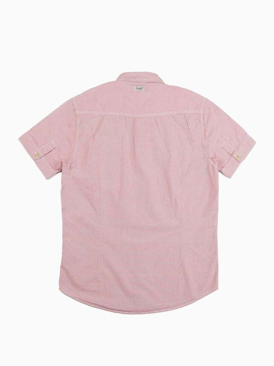 Cu mânecă scurtă Bumbac Cămașă Carou Dusty Red