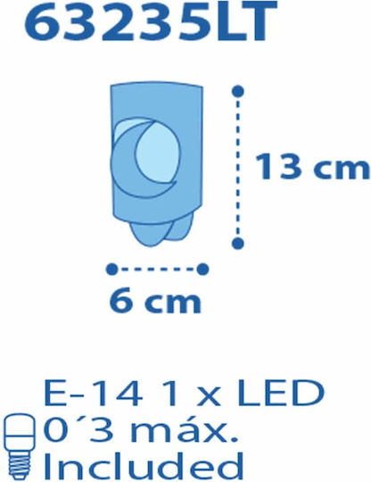 Ango Φωτάκι Νυκτός LED Φεγγάρι και Αστέρια Ρεύματος Γκρι Θερμό