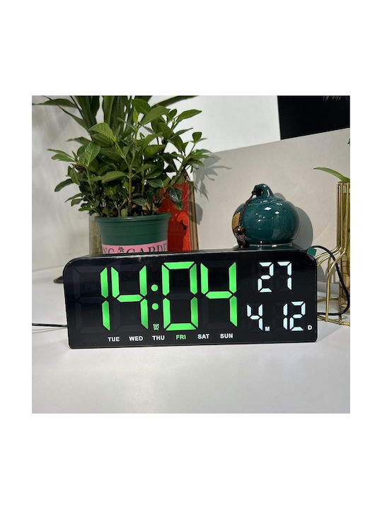 Масов Дигитален Часовник LED с Будилник Зелен DQM8DWYBM