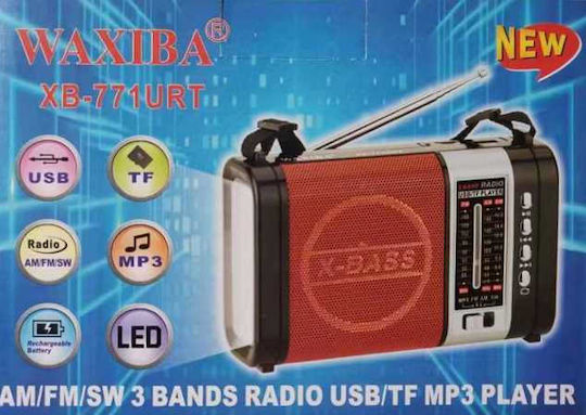 Waxiba XB-771 Φορητό Ραδιόφωνο Επαναφορτιζόμενο με USB Κόκκινο