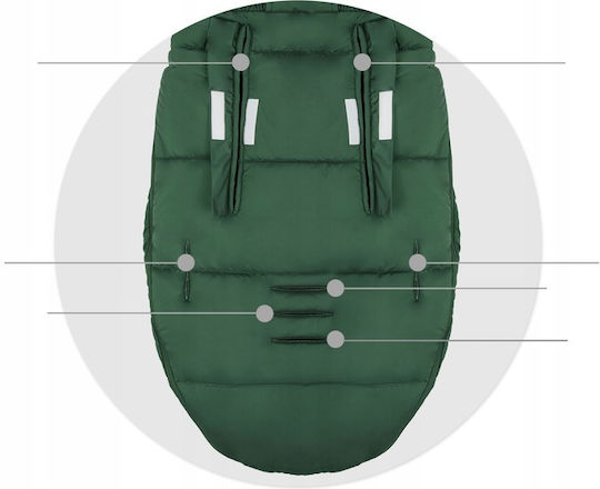 Ricokids Elmi Sac de picioare pentru cărucior Verde cu căptușeală de catifea 95x48εκ.