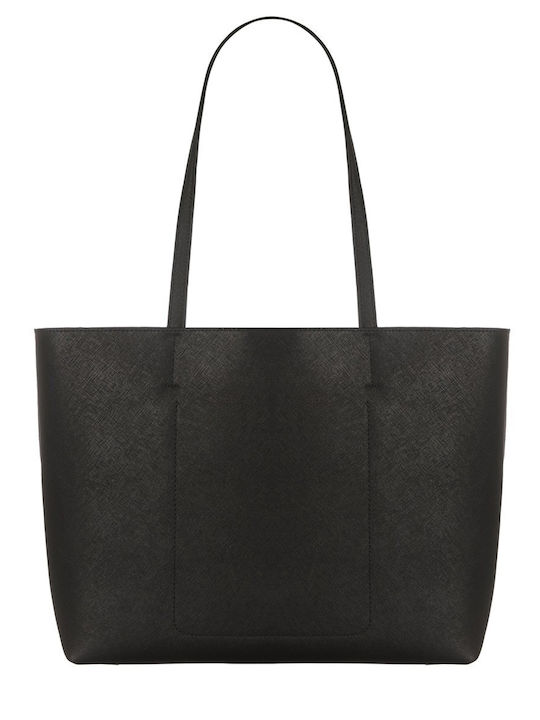 Damen Leder Tote Handtasche Schwarz