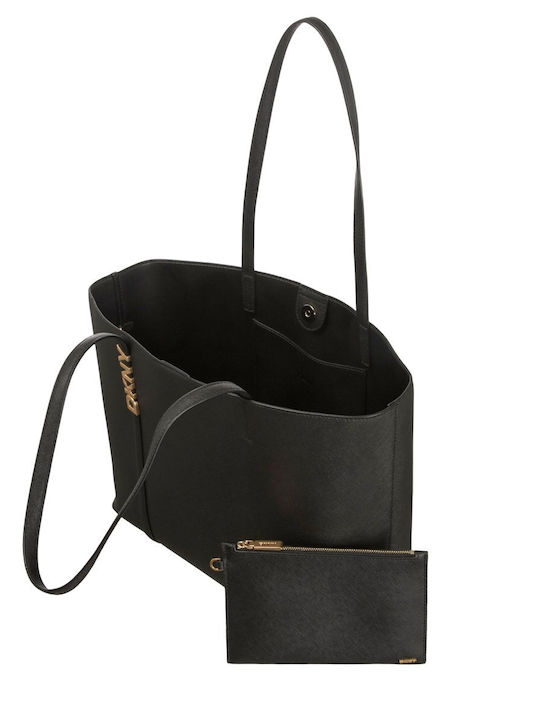 Damen Leder Tote Handtasche Schwarz