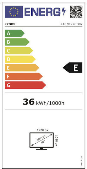 Kydos Τηλεόραση 40" Full HD LED K40NF22CD (2020)