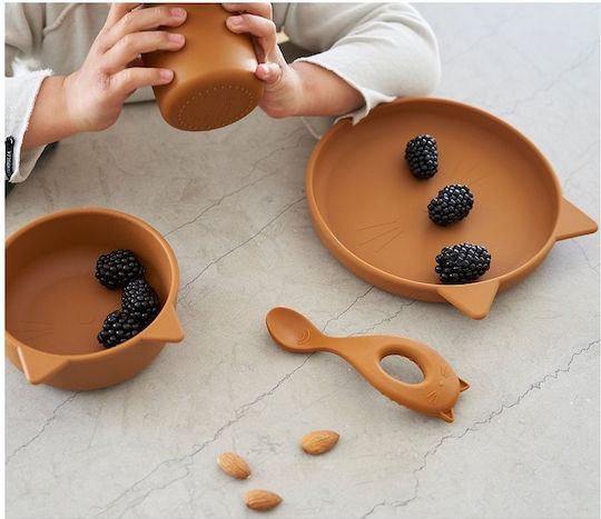 Liewood Liewood Cat Feeding Set Made of Silicone Orange 4 Pieces