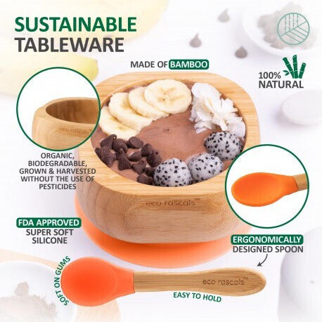 Tommee Tippee Set de hrănire din Bambus cu Bază Antiderapantă Portocaliu 4buc