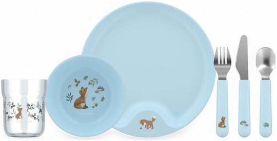 Little Dutch Feeding Set Mio Forest Friends made of Plastic Light Blue 3pcs