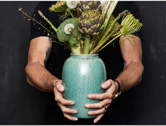 Oz Decorative Vase Petrol Blue 13x13x20cm