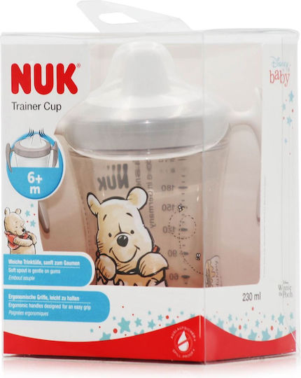 Nuk Trainer Cup Ρύγχος Εκπαιδευτικό Μπιμπερό Πλαστικό με Λαβές Λευκό 6m+ 230ml