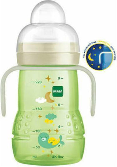 Mam Trainer + Night Educational Sippy Cup Plastic with Handles Green Green for 4m+m+ 220ml