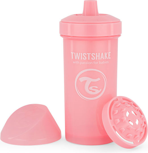 Twistshake Εκπαιδευτικό Μπιμπερό Kid Cup 18m+ Pastel Pink 360ml