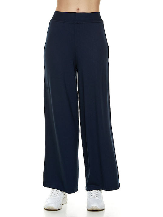 Hohe Taille Jogginghose Breit Marineblau