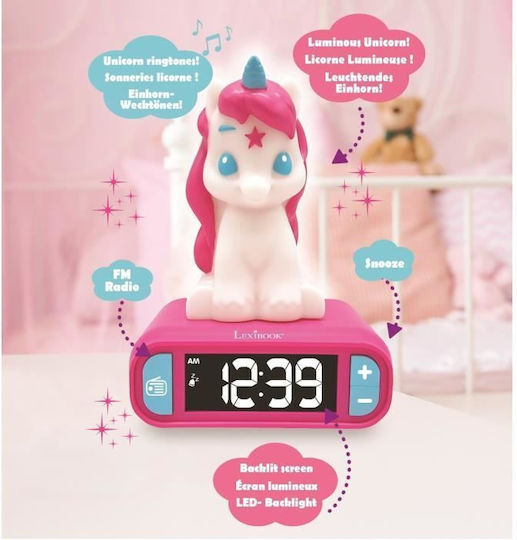 Lexibook Επιτραπέζιο Ρολόι Unicorn Ροζ