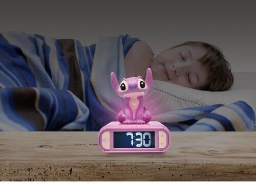 Disney Stitch Angel 3D Schreibtischuhr mit Nachtlicht RL800D1