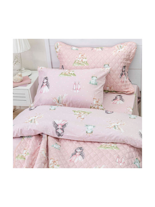 Borea Kids Quilt Set Single with Pillowcase Emeralda Powder Pink 160x220cm