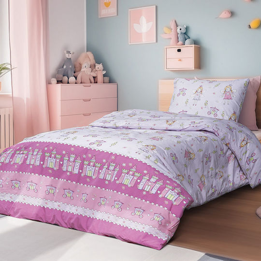 Beauty Home Подредба Детско Одеяло Единично с Калъфка за Възглавница Mirabelle Art 6233 Лилаво 160x240см