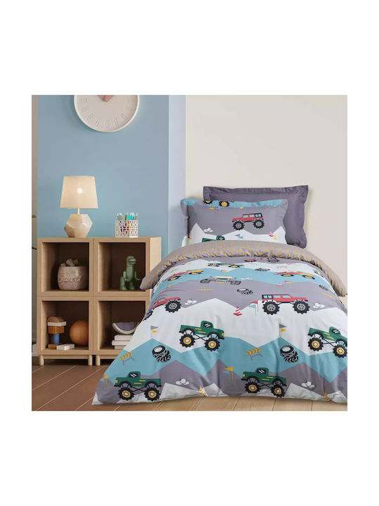 Das Home Kinderbettlaken Set Mit Gummizug Grün Grau 170x260cm