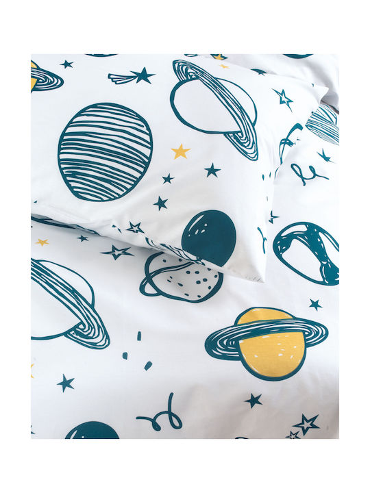 Rythmos Sheet Set Semi-double with Elastic Band Cotton Symbol White 160x260cm 3pcs