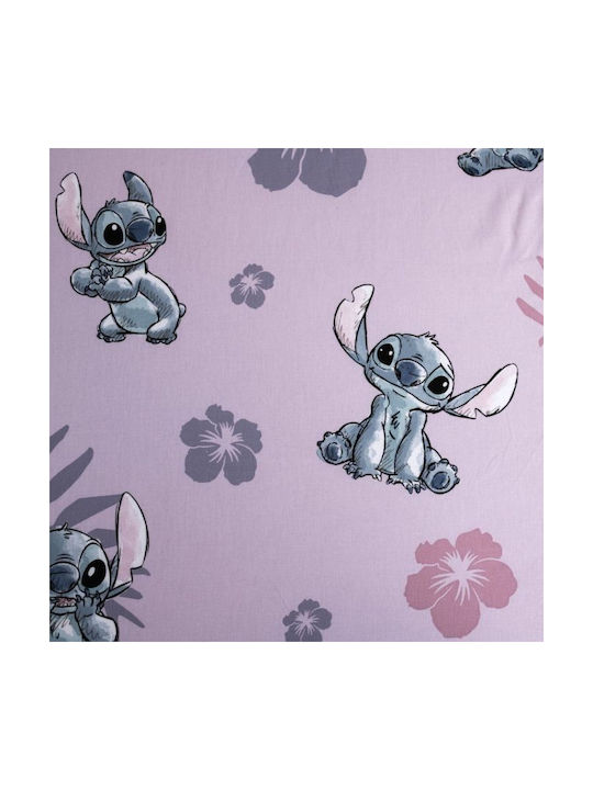 Disney Σεντόνι Μονό με Λάστιχο Βαμβακερό Lilo And Stitch Pink 90x200cm