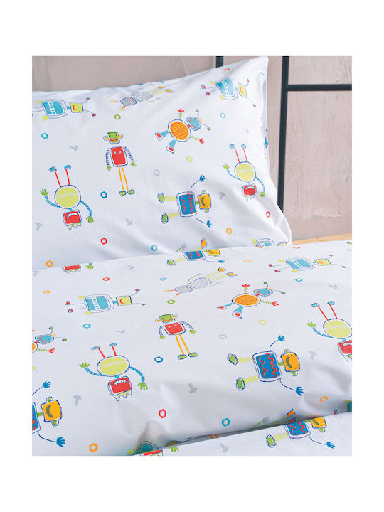 Rythmos Sheet Set Semi-double with Elastic Band Cotton Symbol White 160x260cm 3pcs