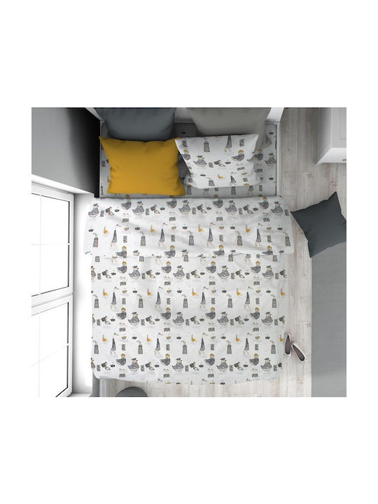 Dimcol Σετ Μονά White-grey 160x240cm