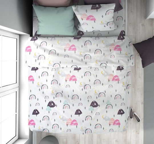 Dimcol Bettwäsche-Set Einzel Baumwolle White-pink 160x240cm 2Stück