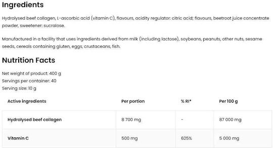 OstroVit Collagen + Vitamin C with Vitamin C 400g Rasberry Lemonade with Mint