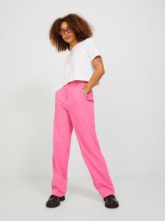 Women's High-waisted Chino Trousers Carmine Rose