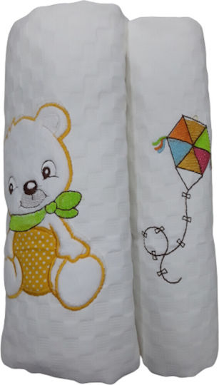 Beboulino Одеяло Детско легло Bear Pique Бяло 117x145см.