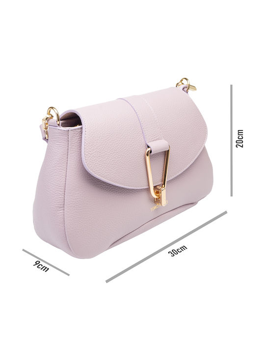 Leder Damentasche Schultertasche Flieder