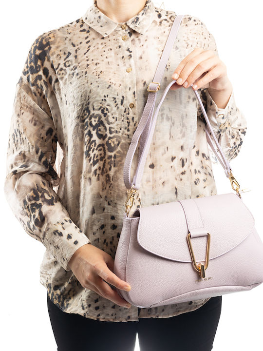 Leder Damentasche Schultertasche Flieder