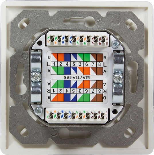Logilink Rj-45 Повърхностен Монтаж Гнездо 2 Изхода FTP Кабел Cat6 Rj-45 М X 2 Екранeн Пластмаса Метал Сигнал Бял 1 бр "np0125"