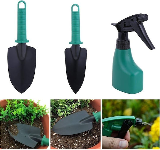 Gardening Tool Set 5 Pieces Storage Transport Box Made Metal Plastic Green