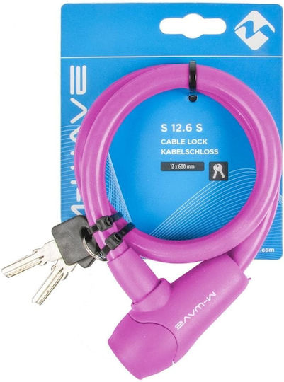 M-Wave S 12.6 Bicycle Cable Lock with Key Pink