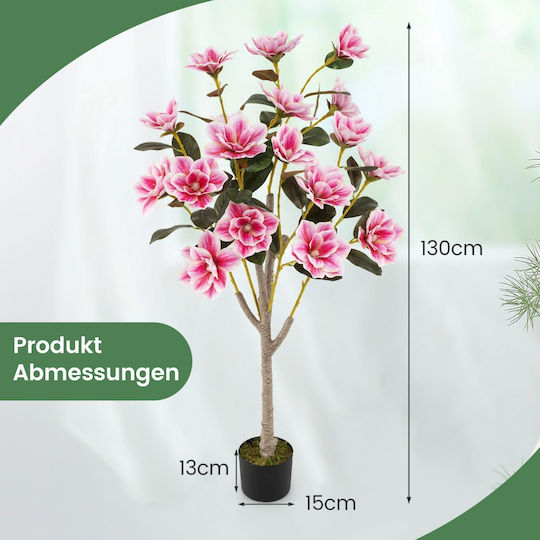 Costway Künstlicher Magnolienbaum Blumen 90 cm Topf Hz10315pi-1