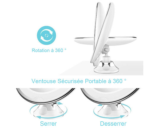 Schminkspiegel mit LED Beleuchtung 10x Vergrößerung Stärke Ventoyza Drehbar 360° Q-tl113