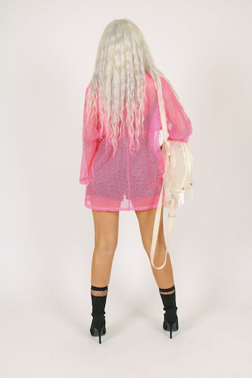 Long Sleeved Pink Mesh Top