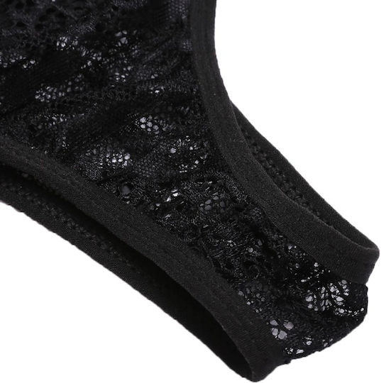 Women's Sexy Light-Colored Crossed Three-Piece Suit Three-Piece Underwear Size S Black