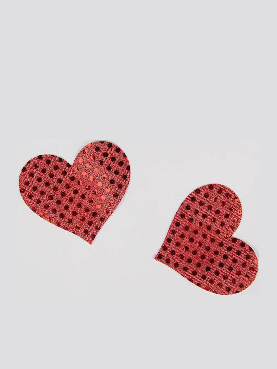 Rote Love Heart Pailletten Nippelabdeckung