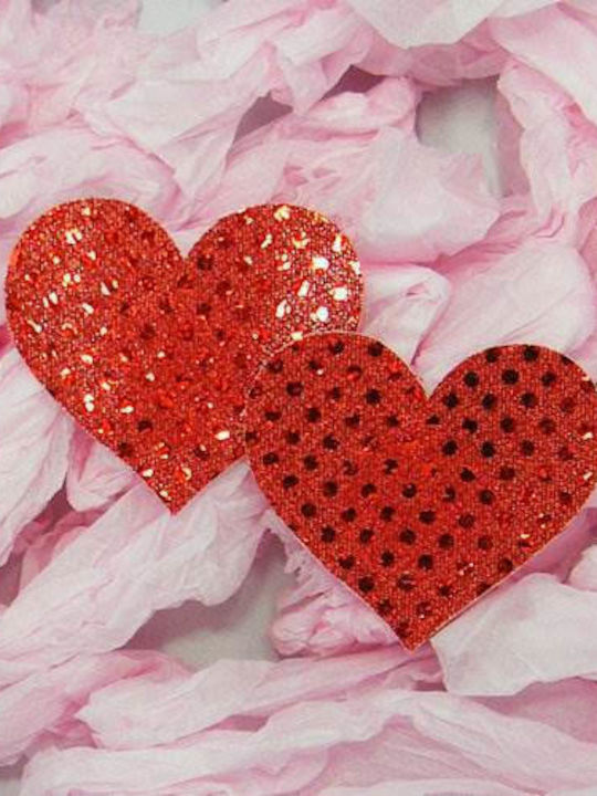 Rote Love Heart Pailletten Nippelabdeckung
