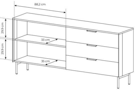 Μπουφές Lumi mit Schubladen Walnut 181x39x82cm