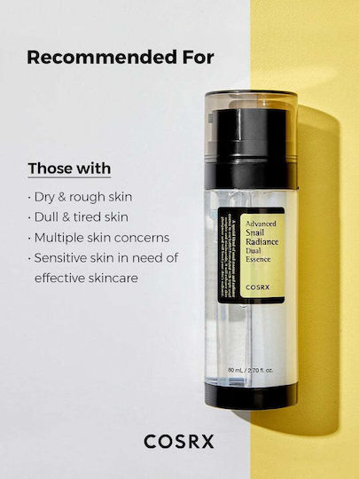 Cosrx Advanced Snail Radiance Dual Ενυδατικό & Αντιγηραντικό Essence Προσώπου με Έκκριμα Σαλιγκαριού & Νιασιναμίδη για Λάμψη 80ml