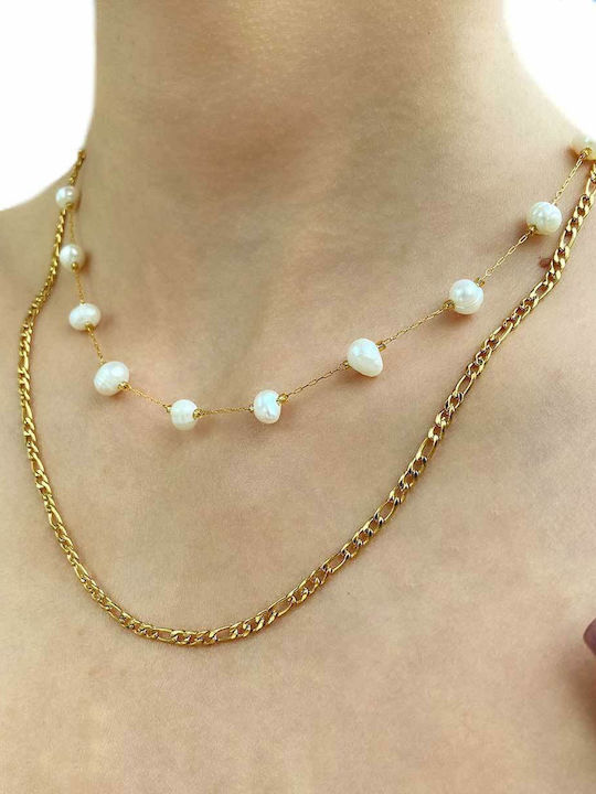 Rozario Chain Gold 7mm Αλυσίδα Λαιμού Ανοξείδωτο Ατσάλι 316l 55 Cm