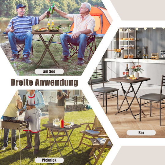 Sitting Room Outdoor Foldable Rattan Table Brown 60x60x72cm