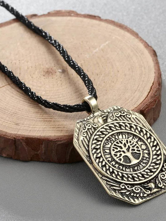 Viking Halskette Antike Nordische Mythologie Baum Lebens Symbol In Goldener Optik