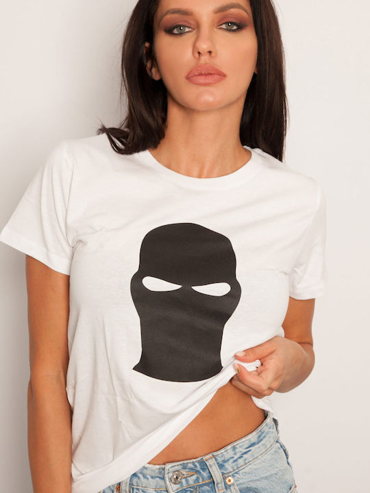 Ghetto Black Mask White T-shirt Women’s