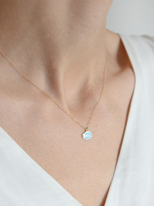 Vergoldete Halskette 9κ Baby Blau